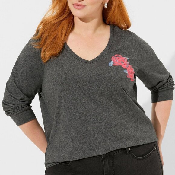 torrid Tops - ❤️NWT TORRID TEE - ROSE GRAPHIC - 100% COTTON LONG SLEEVE TOP PLUS SIZE